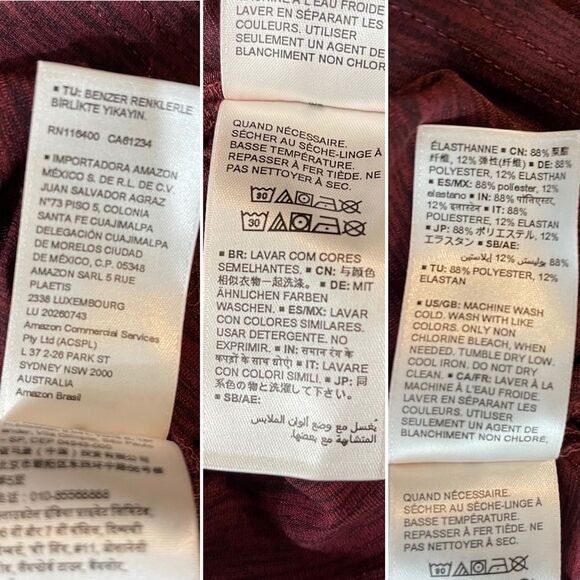 Women’s Top T-shirts Sz S/CH/P Red Wine Short Sleeves Amazon Essentials - Picture 10 of 11